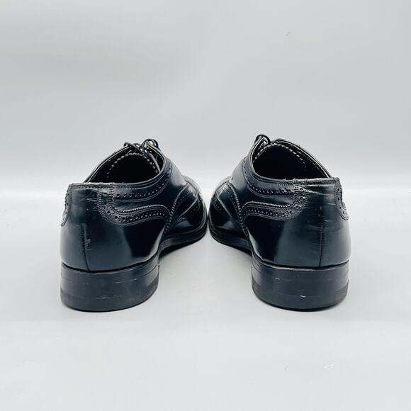 Florsheim Shoes Mens 9.5 Black Leather Imperial Wingtip Oxford Dress Vintage main image 11